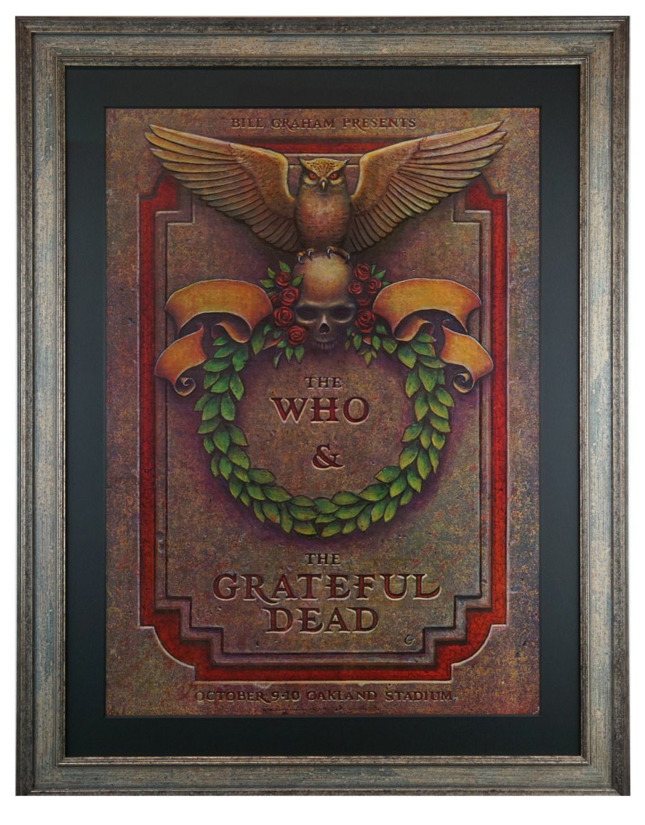 Grateful Dead and The Who 1976 poster by Phil Garris. The Who and Grateful Dead at Oakland Stadium 1976 poster