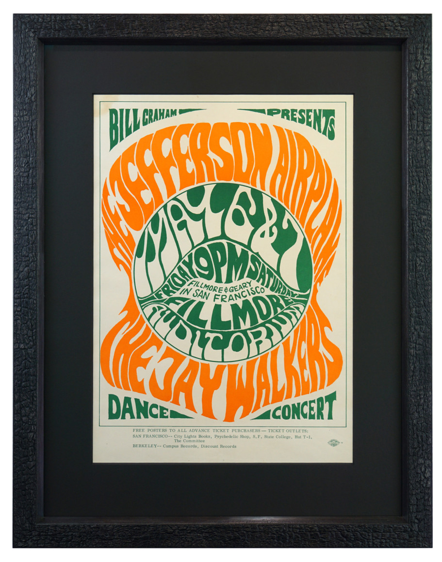 Jefferson Airplane poster 1966 Fillmore with The Jaywalkers poster by Wes Wilson BG-5