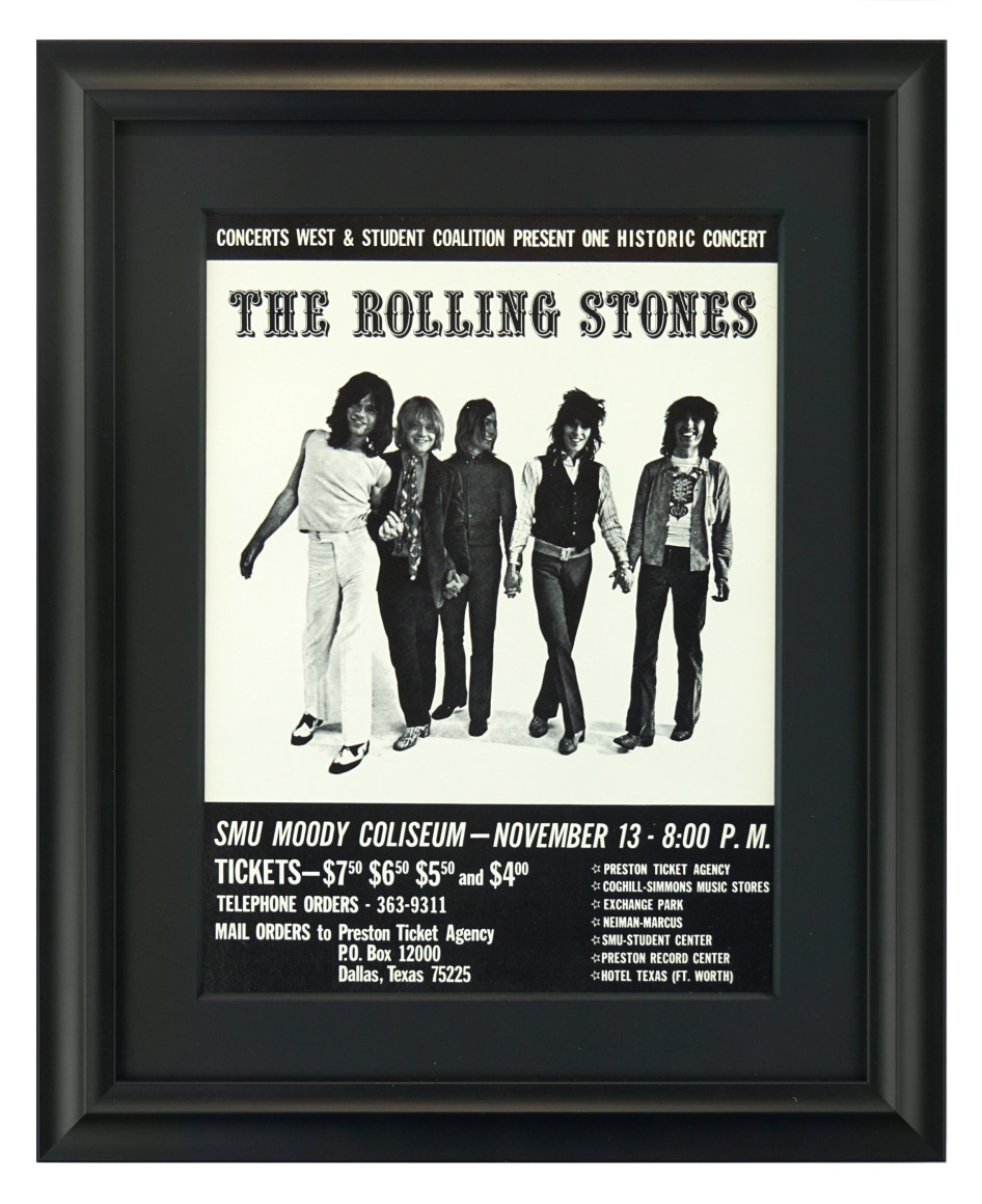 Rolling Stones at SMU Dallas Texas 1969 poster handbill Moody Coliseum