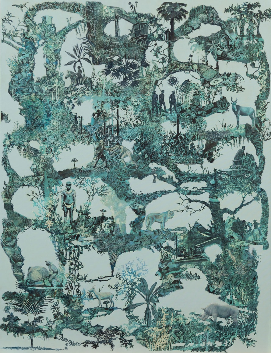 Rodrigo Facundo, Trasterrados, 2023, Mixed media on canvas, 33 ½ x 25 ⅝ in. (85 x 65 cm.)