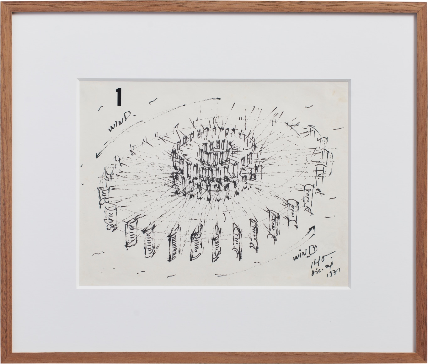 Alejandro Otero Untitled, 1971. Ink on paper, 14 &frac14; x 16 ⅝ x 1 &frac14; in. (36.2 x 42.2 x 3.2 cm.)