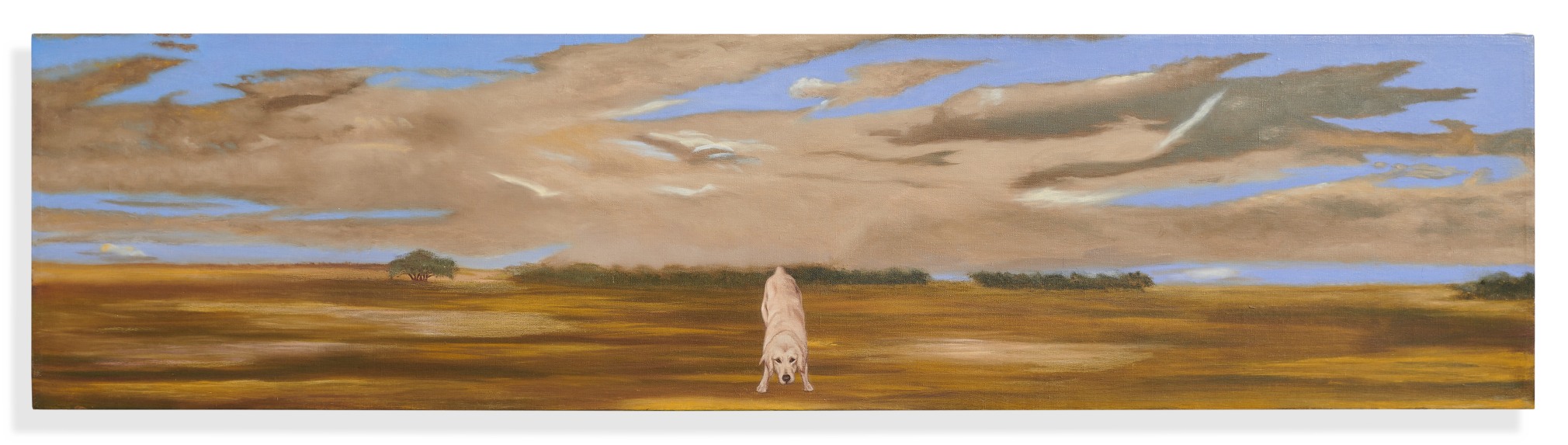 Miguel Angel R&iacute;os,&nbsp;Paisaje con perro, 2004. Acrylic on formica,&nbsp; 10 &frac14; x 41 ⅜ inches.