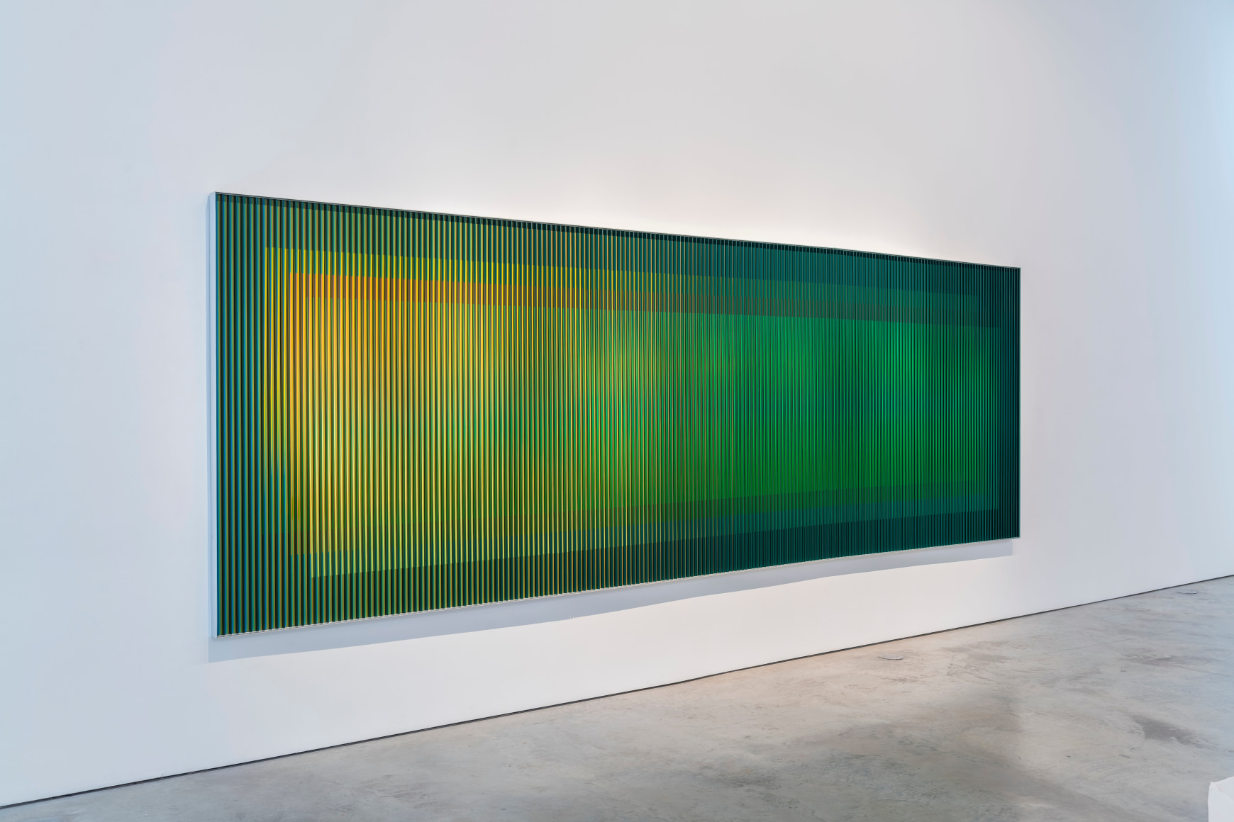 Carlos Cruz-Diez&#039;s&nbsp;Physichromie No 2376 (1998)&nbsp;installation at Sicardi | Ayers | Bacino, 2023. Photo by Anthony Rathbun.