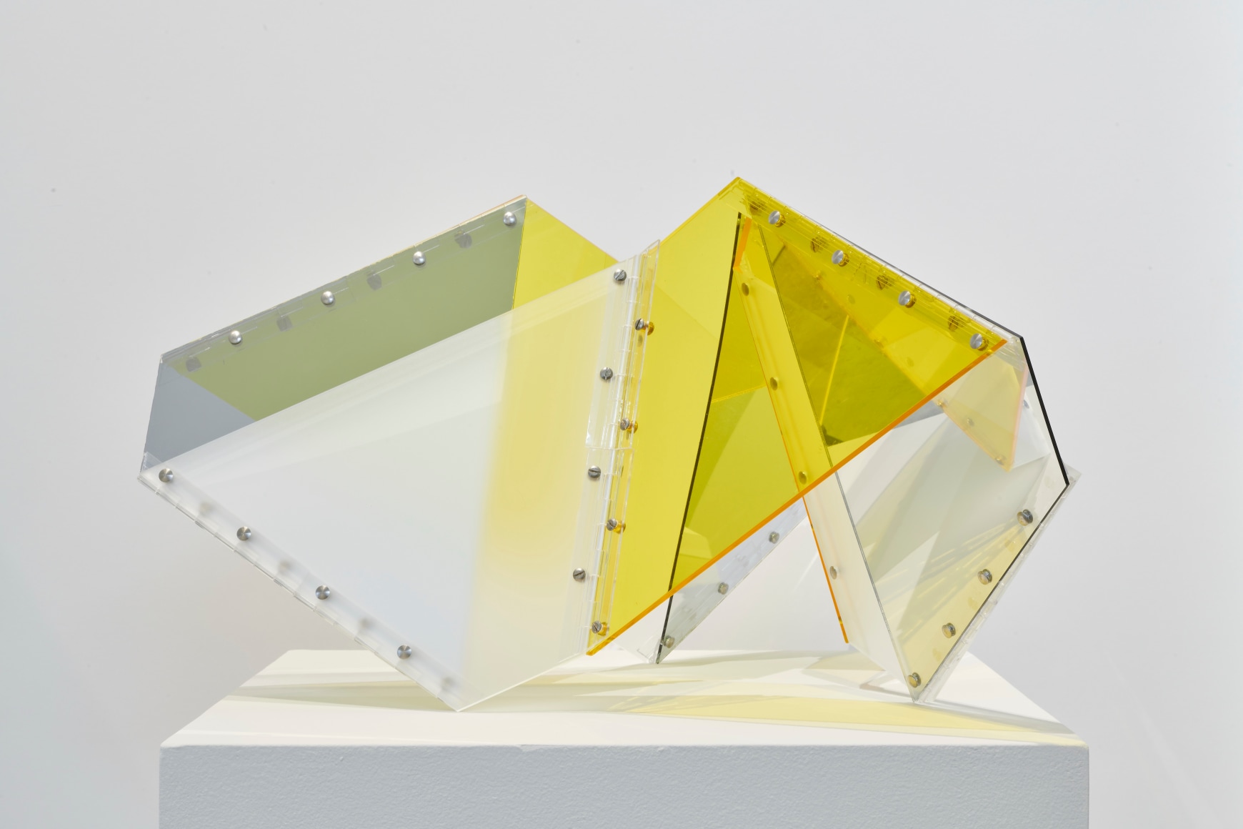 Marta Chilindron. Mobius 16, 2016, acrylic and hinges, 16 x 26 x 14 in.