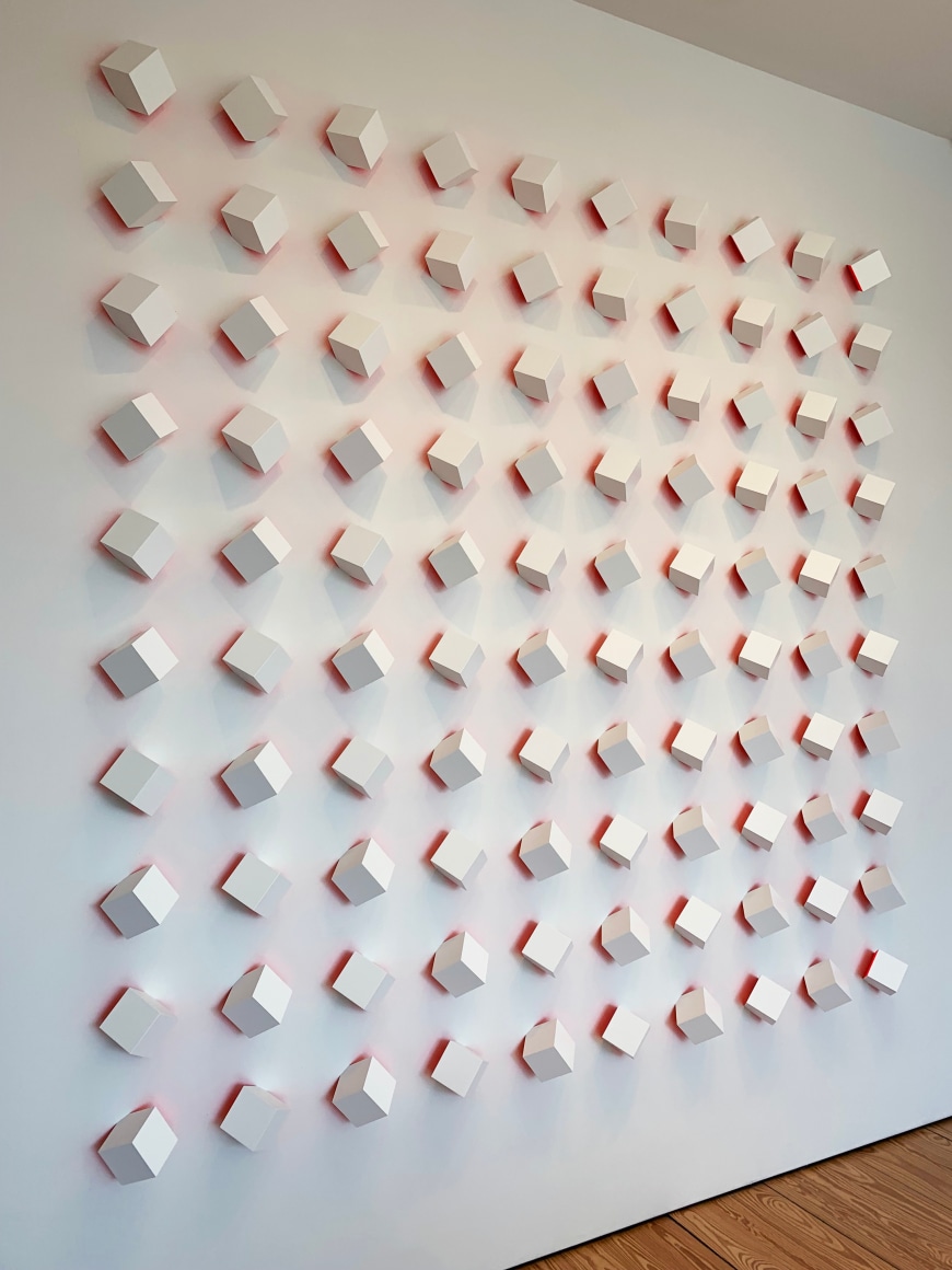 Luis Tomasello, Mural Chromoplastique, 2013/2022. Acrylic on wood, 100 modules, 102 3/8 x 102 3/8 x 4 7/8 in. (260 x 260 x 12.5 cm.)