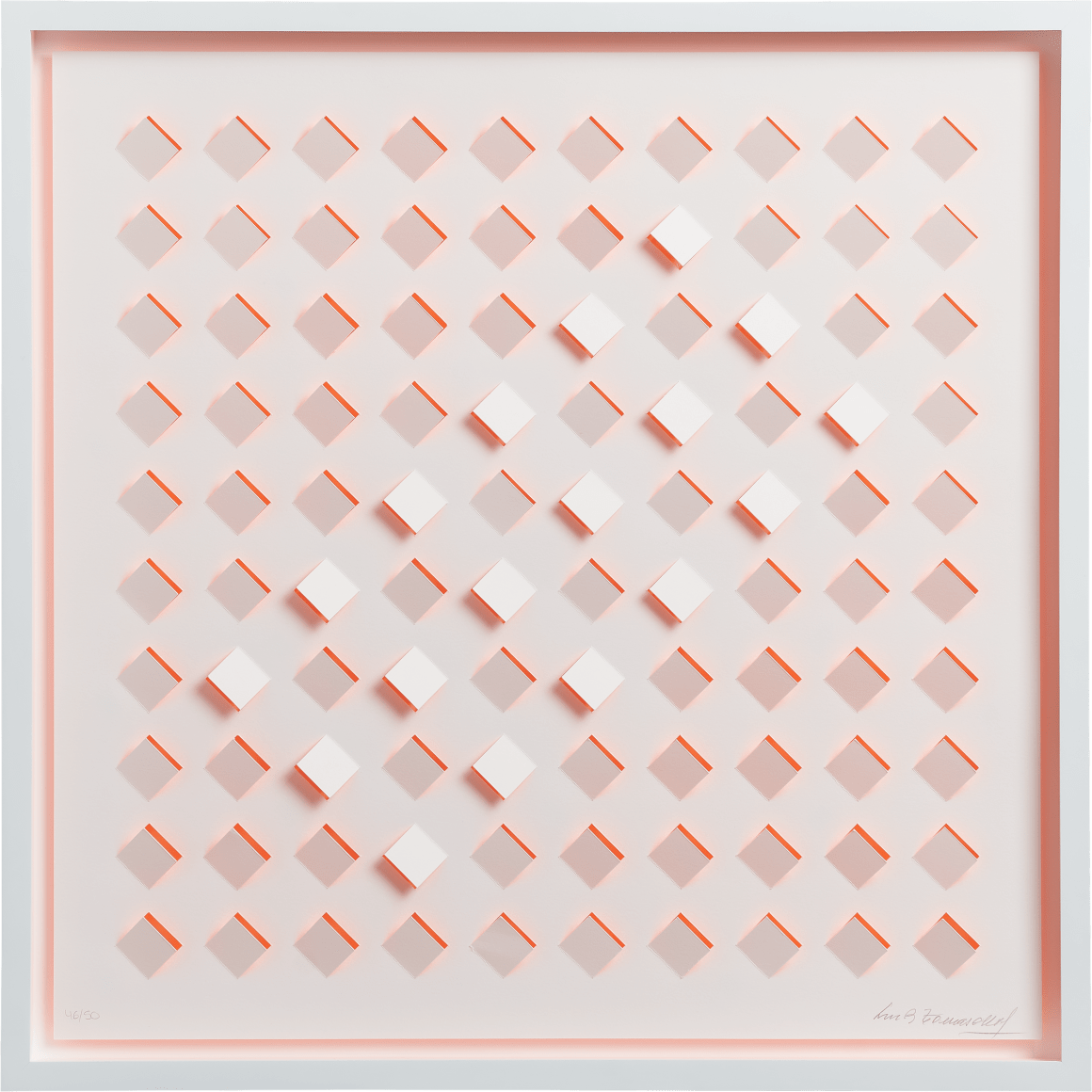 Luis Tomasello,&nbsp;S/T 4 - Rosa, 2013. Lithograph, 24 3/4 x 24 3/4 in. (62.9 x 62.9 cm.)