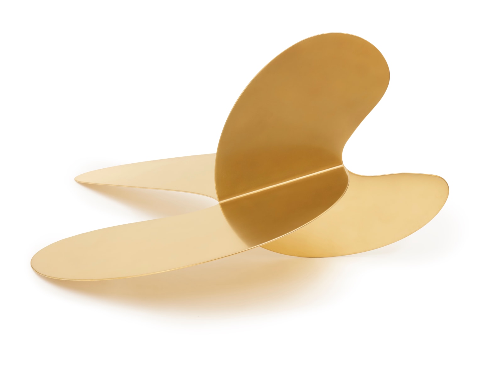 Jorinde Voigt,&nbsp;Dyade 14, 2022. Gilded stainless steel,&nbsp;32 &frac12; x 54 ⅛ x 57 ⅞ in. (82.5 x 137.5 x 147 cm.)