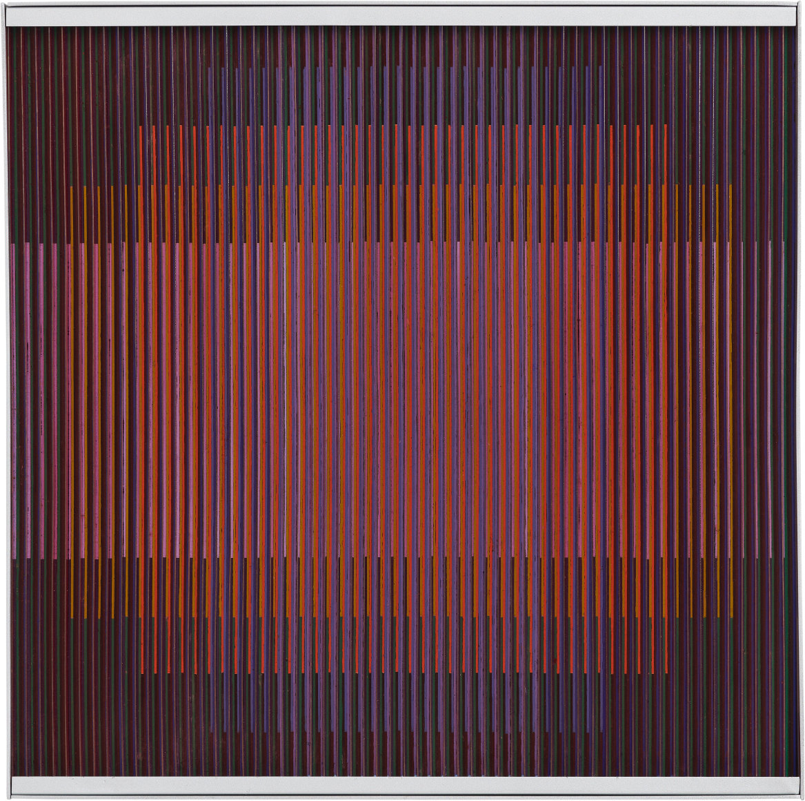 Carlos Cruz-Diez. Physichromie Nº 492, 1969, Cardboard, acrylic, wood, 15 ¾ x 15 ¾ in.