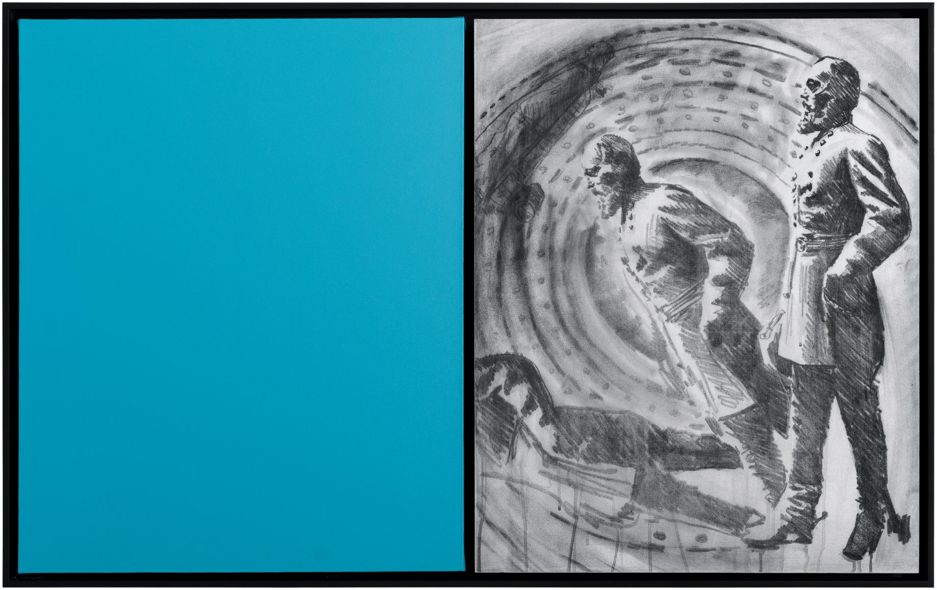 Reynier Leyva Novo. Blind Painting #08 from the series Mnemosyne's Whisper. (Edmund Kirby Smith, United States Capitol, 2021), 2023. Acrylic paint and graphite on canvas, infrared photograph printed on EPSON Cold Press acid-free paper, 340 gsm. 31 ¾ x 50 ¼ in.