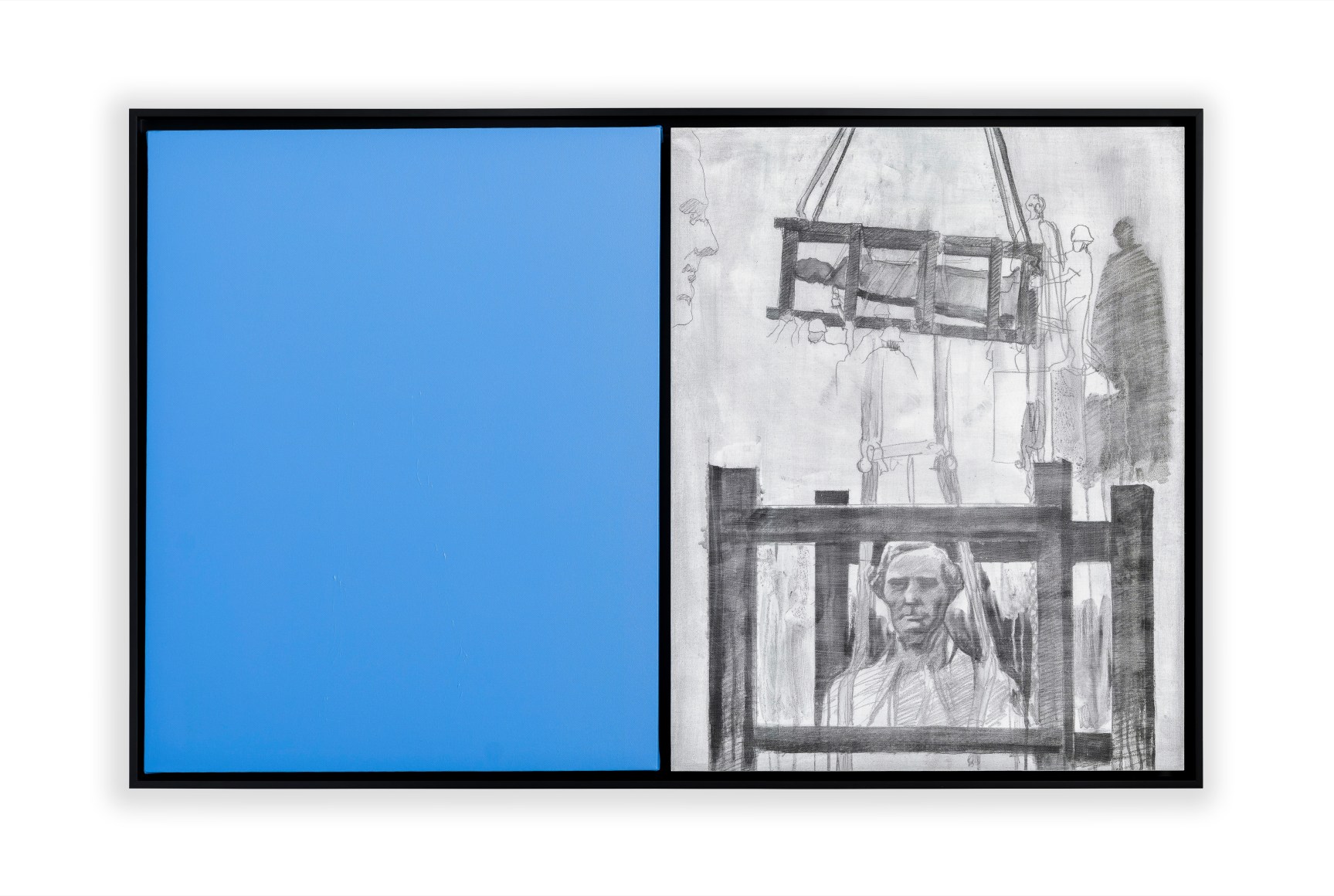 Reynier Leyva Novo. Blind Painting #06 from the series Mnemosyne's Whisper. (Jefferson Davis, president of the Confederate, Kentucky State Capitol, June 13, 2020), 2023. Acrylic paint and graphite on canvas, infrared photograph printed on EPSON Cold Press acid-free paper, 340 gsm. 31 ¾ x 50 ¼ in.