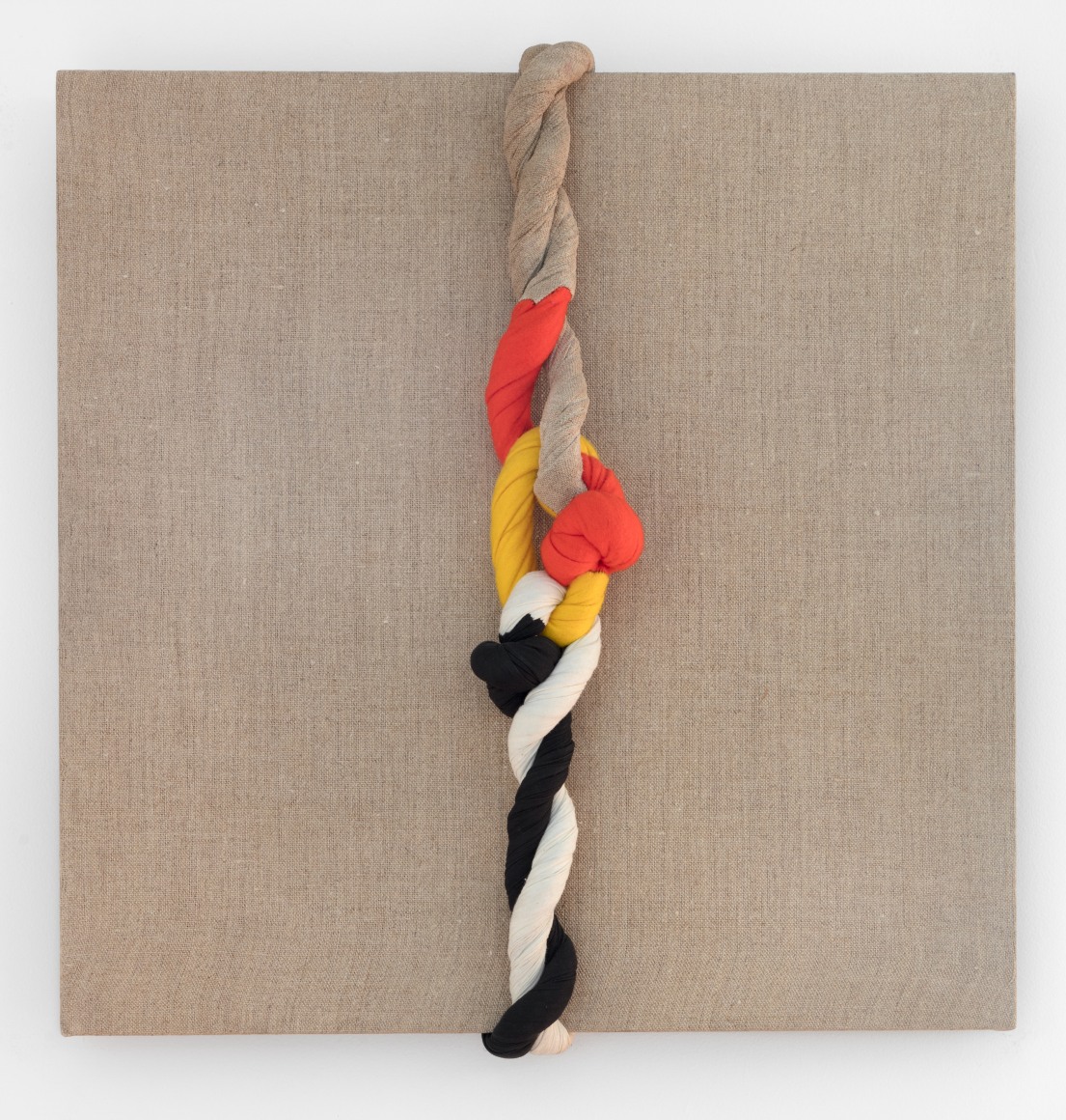 Jorge Eielson,&nbsp;Amazonia XXXV, 1980. Felt and burlap on board, 18 1/2 x 18 1/2 x 4 5/16 in. (47 x 47 x 11 cm.)