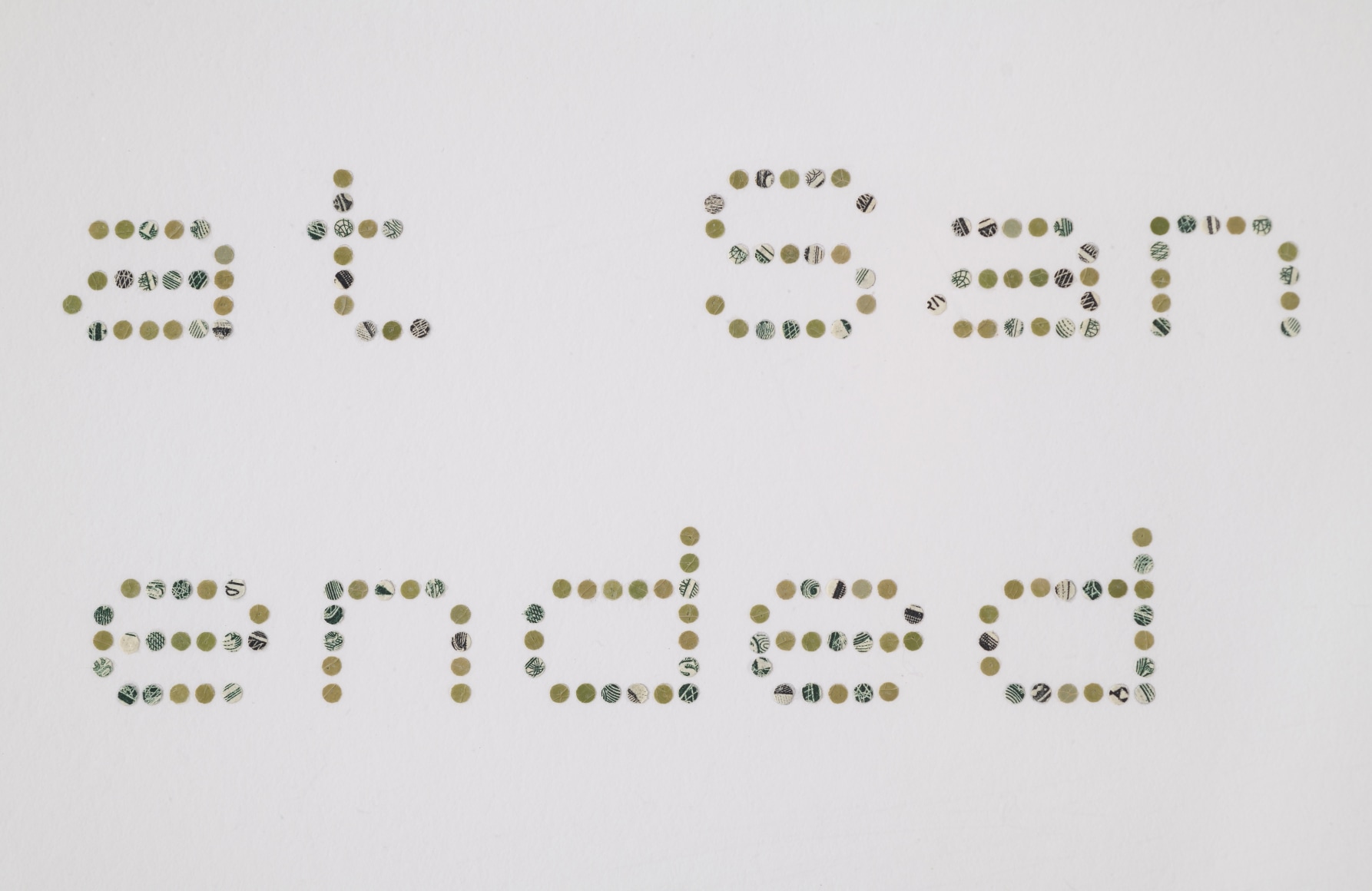 Miguel &Aacute;ngel Rojas, San Bernardo del viento - Version 1 [Diptych], detail,&nbsp;2011. Coca leaf and dollar bill on paper, 30 1/4 x 46 in. (76.8 x 116.8 cm.)