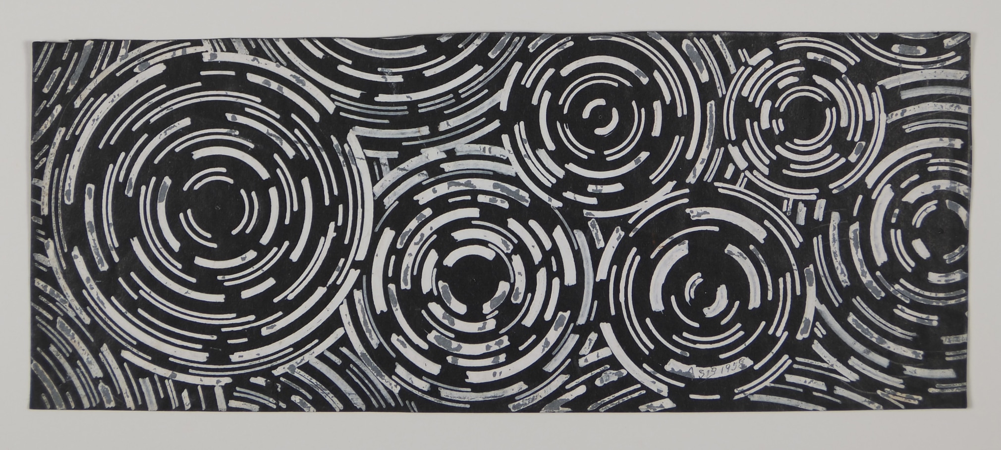 Antonio Asis, Esquisse noire, 1958, Gouache and ink on paper, 3 9/16 x 8 7/8 in. (9.2 x 22.6 cm.)