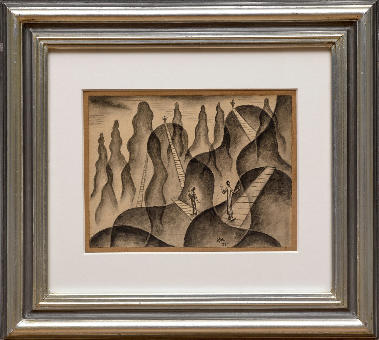 Xul Solar,&nbsp;Paisaje. Catalogue Raisonn&eacute; #897, p. 405, 1951. Watercolor on paper mounted on cardboard, 20 ⅛ x 22 ⅜ in. (51.1 x 56.8 cm.)