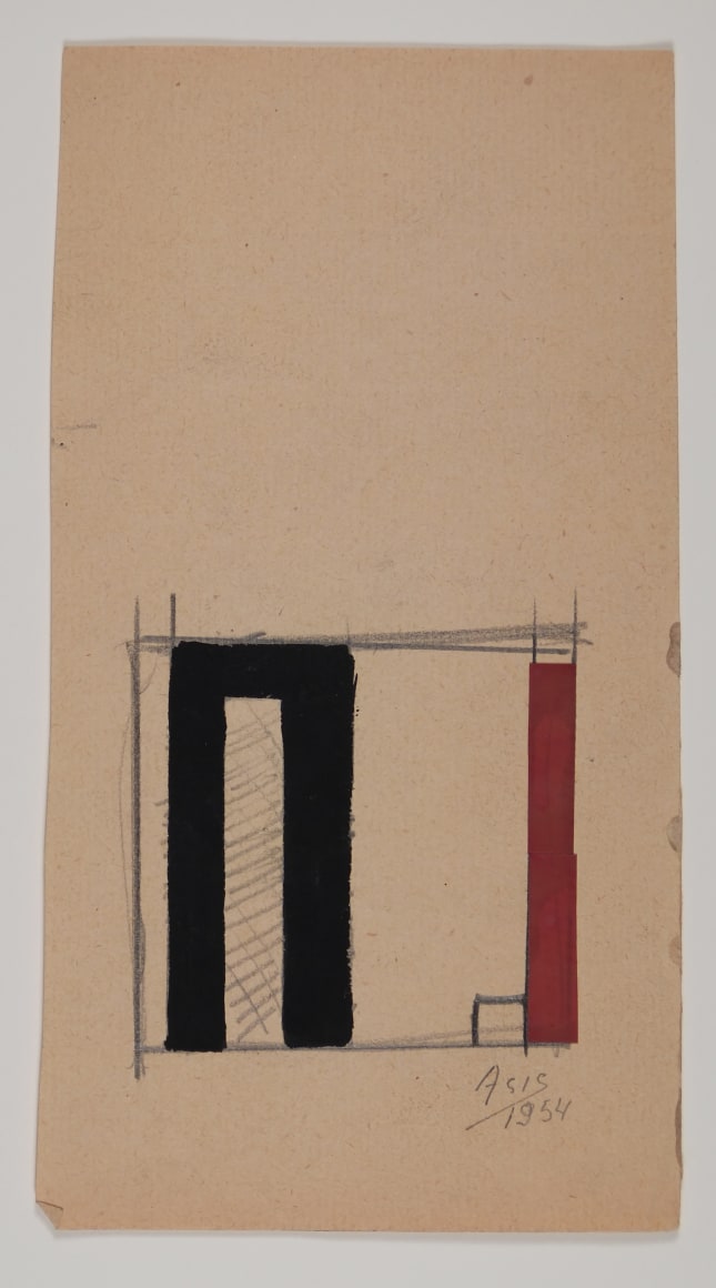 Antonio Asis, Untitled, 1954, Gouache and graphite on paper, 8 1/4 x 4 3/8 in. (21 x 11.2 cm.)