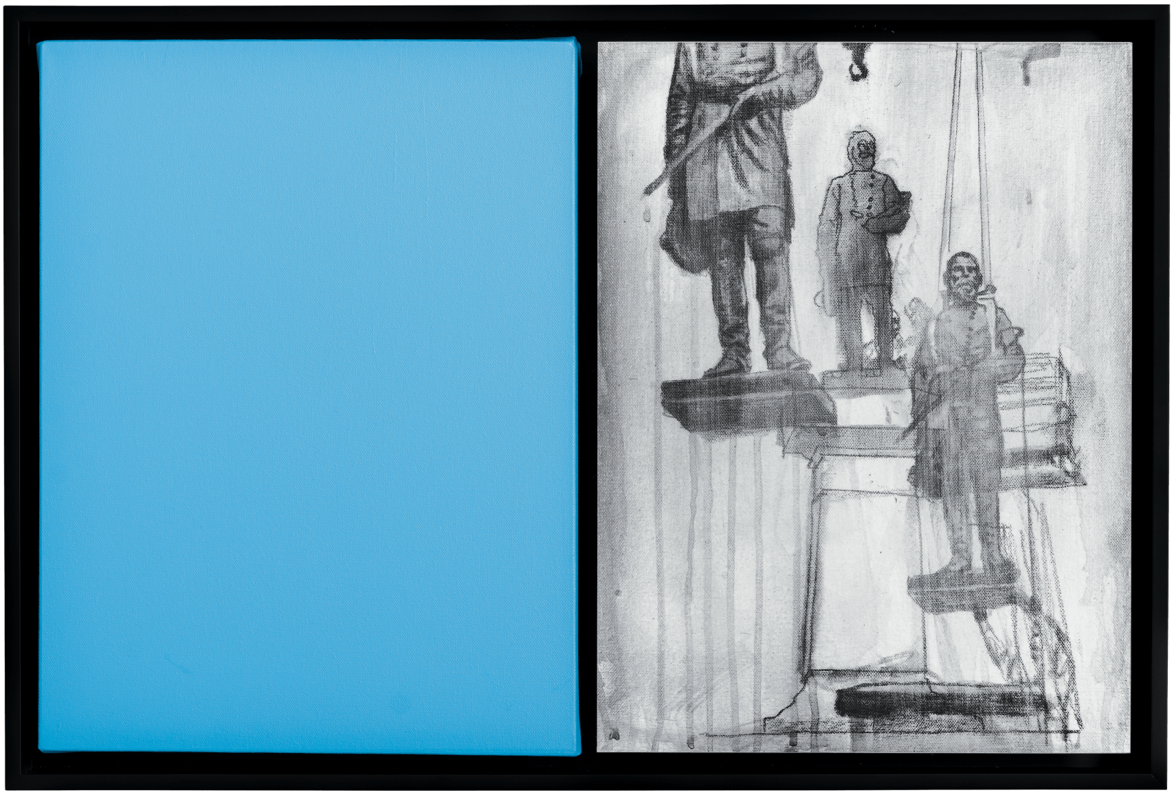 Reynier Leyva Novo. Blind Painting #02 from the series Mnemosyne's Whisper. (Ambrose Powell Hill Jr., Richmond, VA, December 14, 2022), 2023. Acrylic paint and graphite on canvas, infrared photograph printed on EPSON Cold Press acid-free paper, 340 gsm. 17 ¾ x 26 ¼ in.