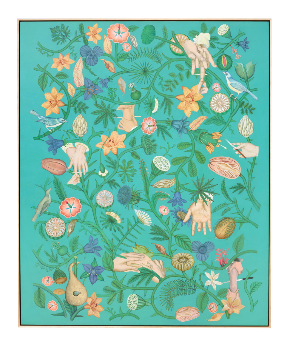 Rodrigo Facundo, Divination, 2020. Acrylic on wooden panel, 48 x 39 3/8 in. (121.9 x 100 cm.)