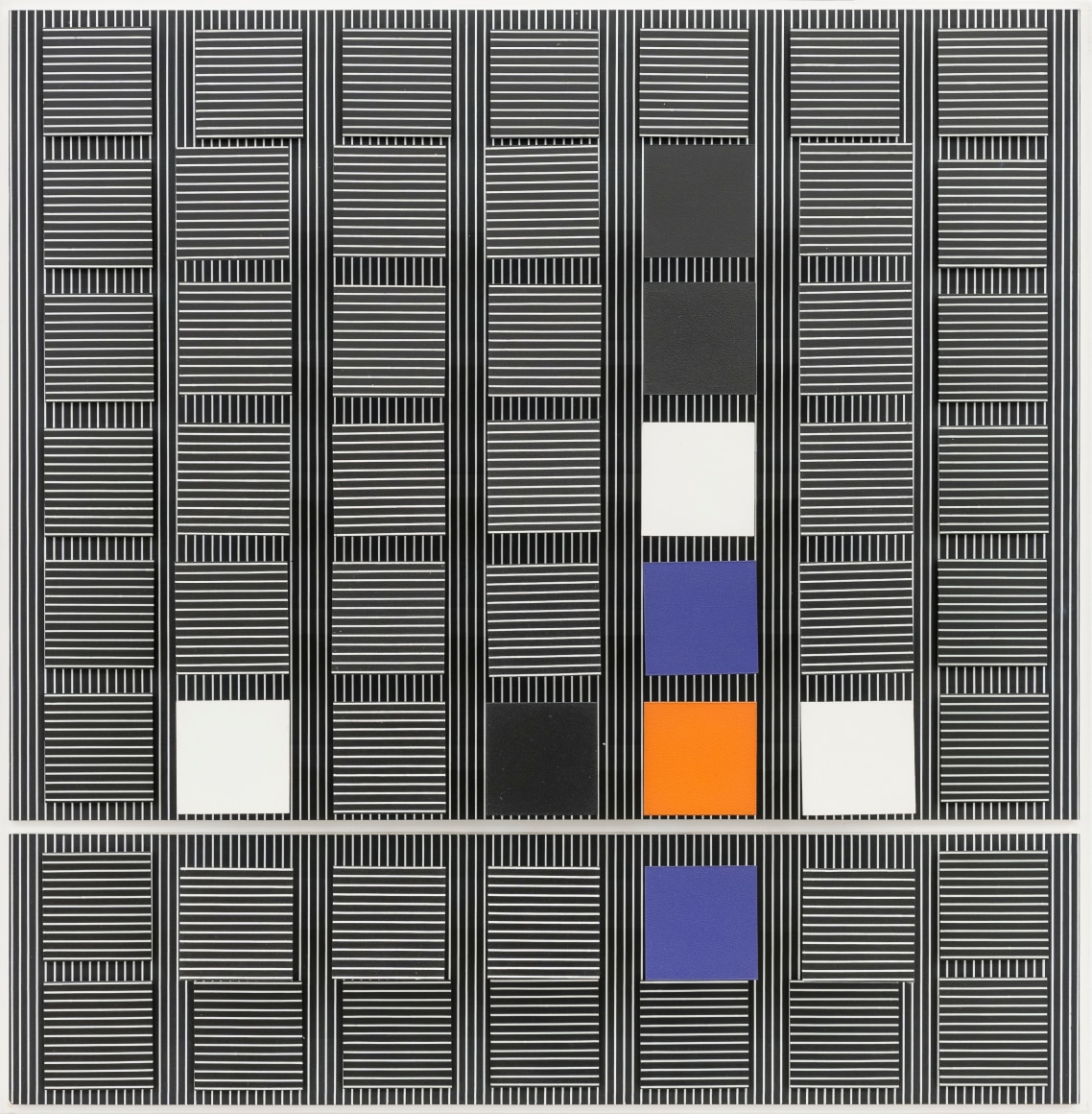 Jes&uacute;s Rafael Soto, Le petit carr&eacute; orange, 1992. Wood &amp;amp; Metal, 32 5/8 x 32 1/4 in.