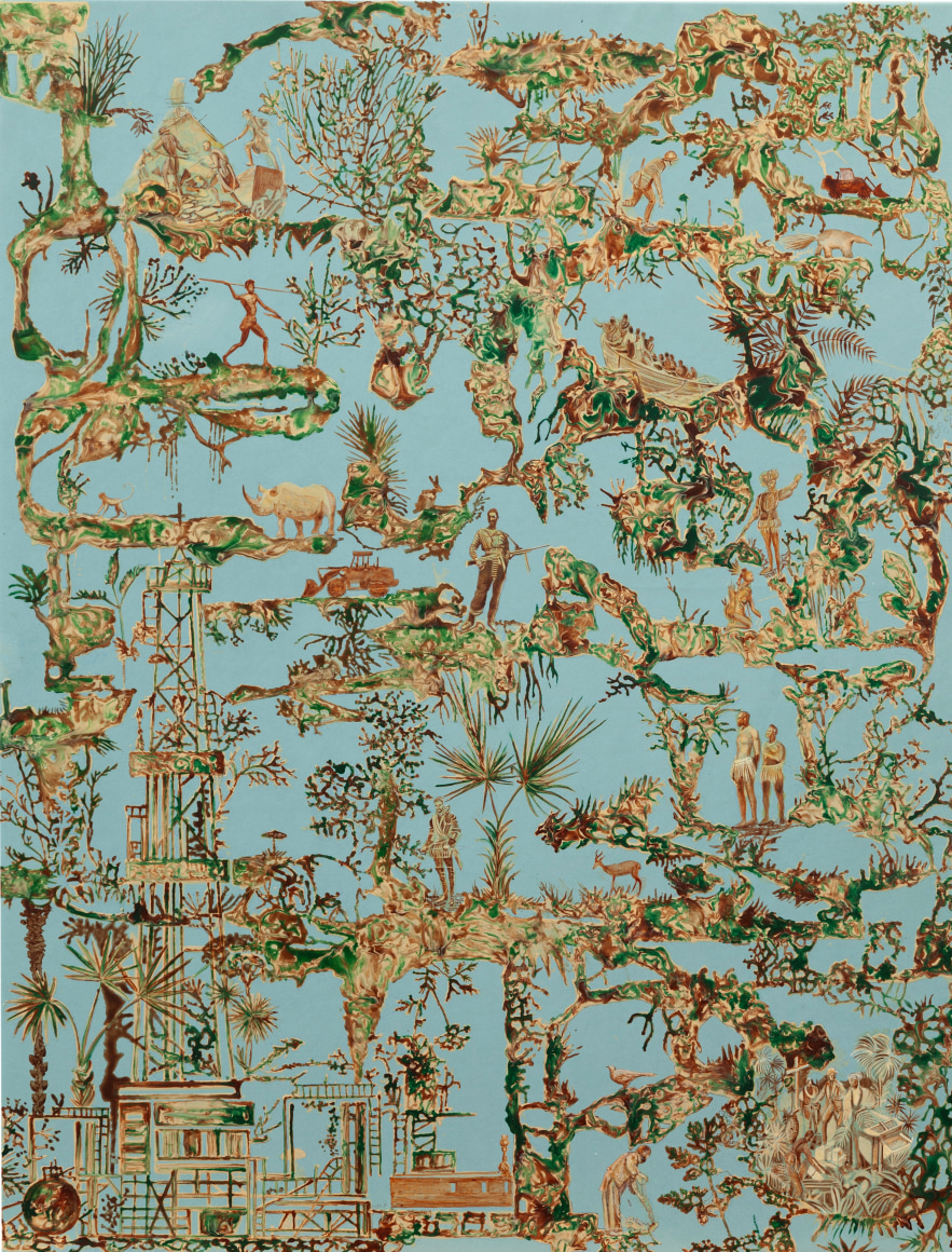 Rodrigo Facundo 2023, Mapa Tejido, 2023, Mixed media on canvas, 33 ½ x 25 ⅝ in. (85 x 65 cm.)