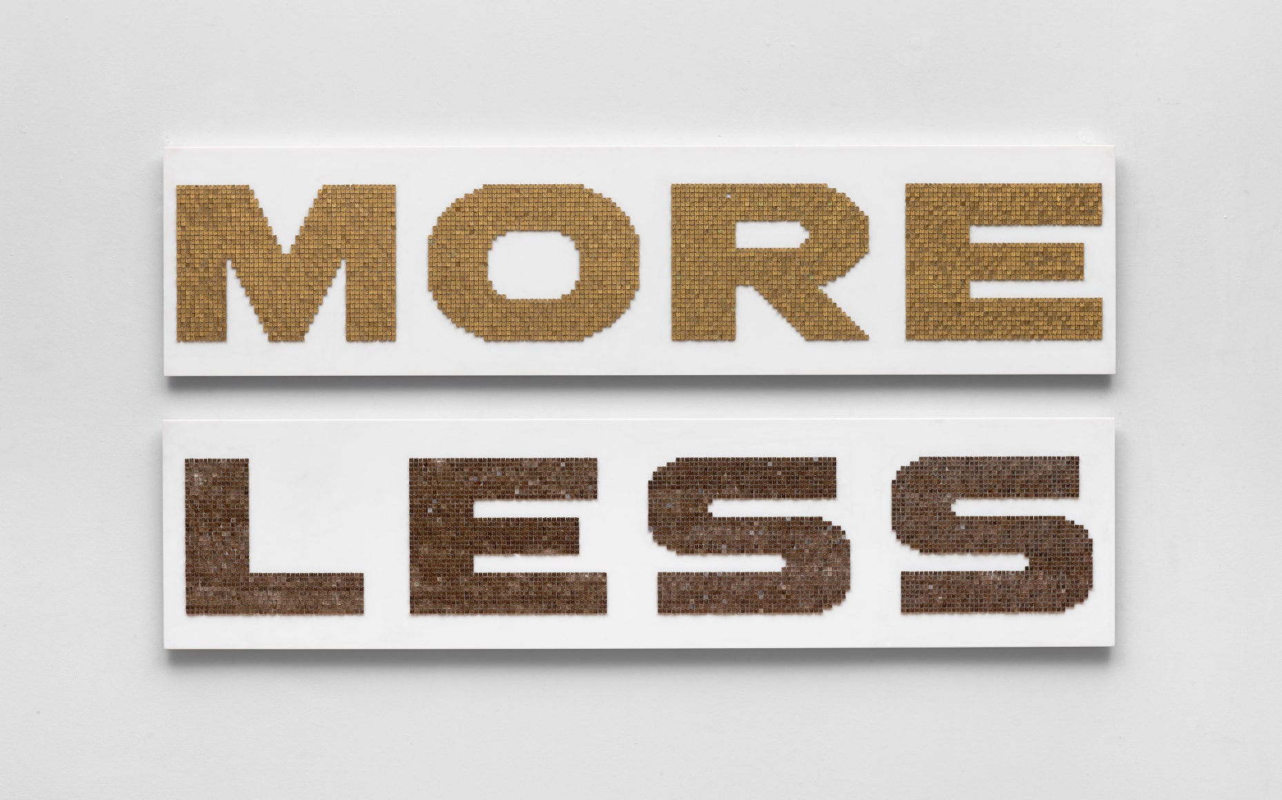 Miguel &Aacute;ngel Rojas, El Capital&nbsp; (CAPITAL) Diptych, 2009. Acrylic, gold leaf, silver and gold electrolytic, 16 x 66 in.