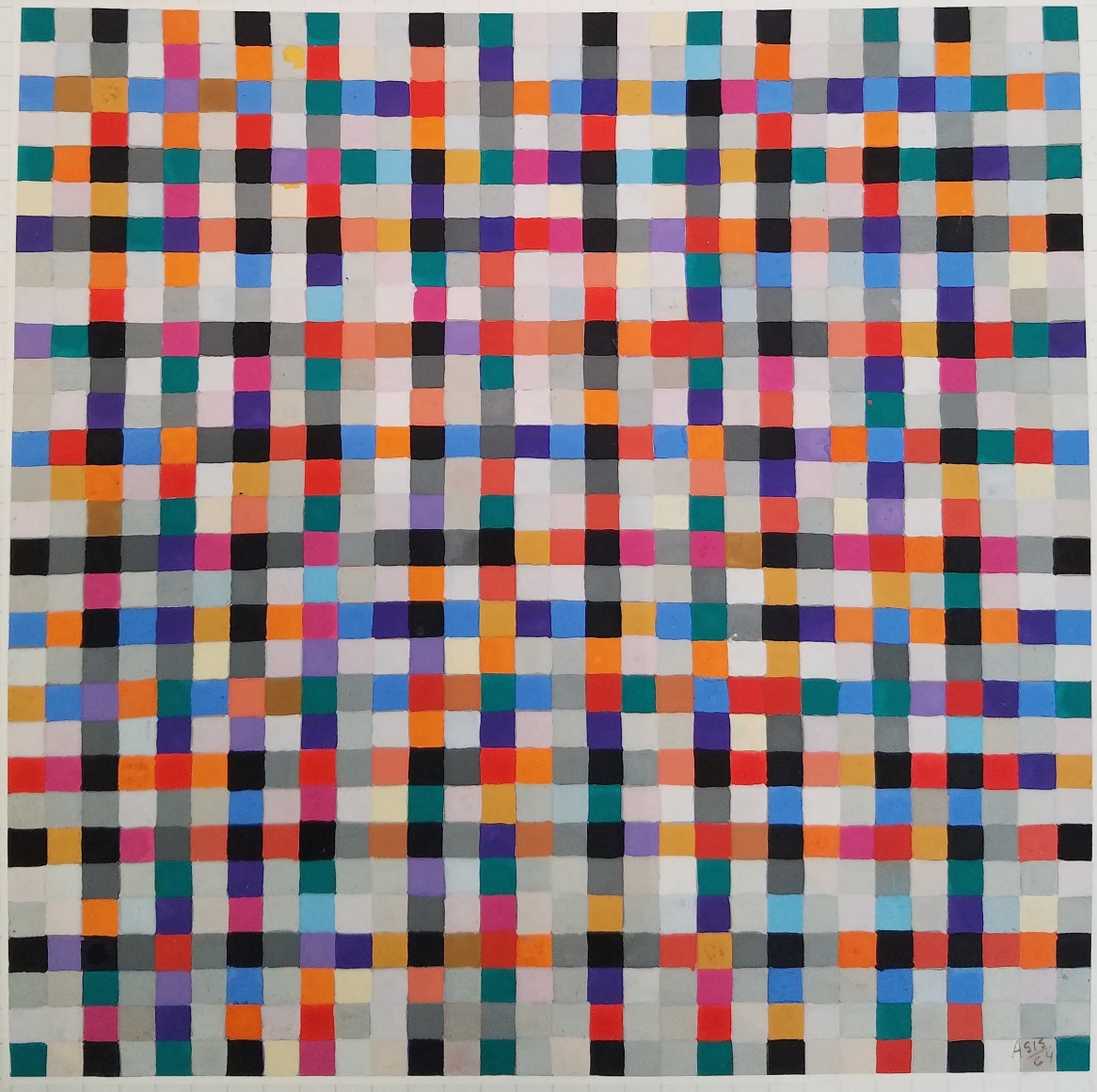 Antonio Asis, Untitled from the series Chromatisme Quadrillé Polychrome, 1964, Gouache on paper, 11 3/4 x 8 3/8 in. (29.8 x 21.2 cm.)