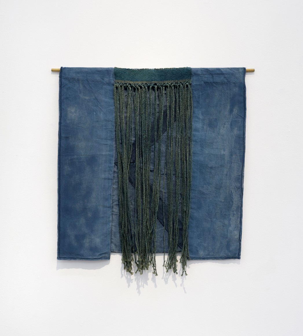 Sandra Monterroso, Composici&oacute;n Azul, No.3 [Composition Blue, No.3], 2021. Cotton fabric, Indigo, acrylic, woven, natural fibers, 22 7/8 x 30 3/8 in. (58 x 77 cm.)