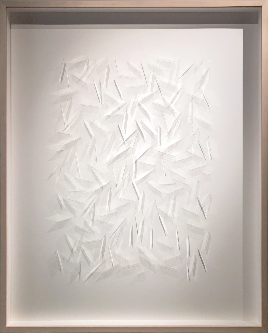 Gabriel de la Mora, CI / 152 I, 2017. Microscope coverslips on cardboard, 40 15/16 x 33 1/16 x 3 1/8 in. (104 x 84 x 8 cm.)