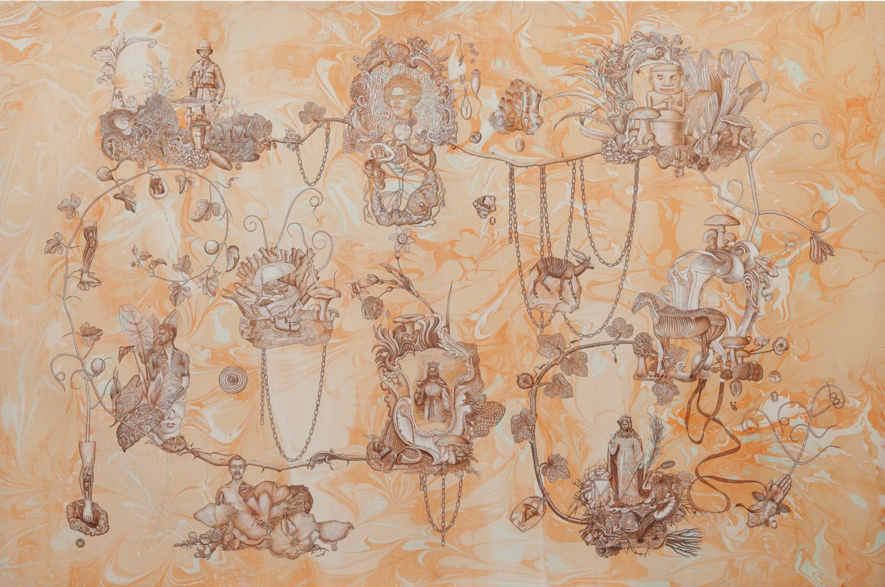 Rodrigo Facundo, Breed icons, 2023, Mixed media on canvas, 39 ⅜ x 59 in. (100 x 150 cm.)