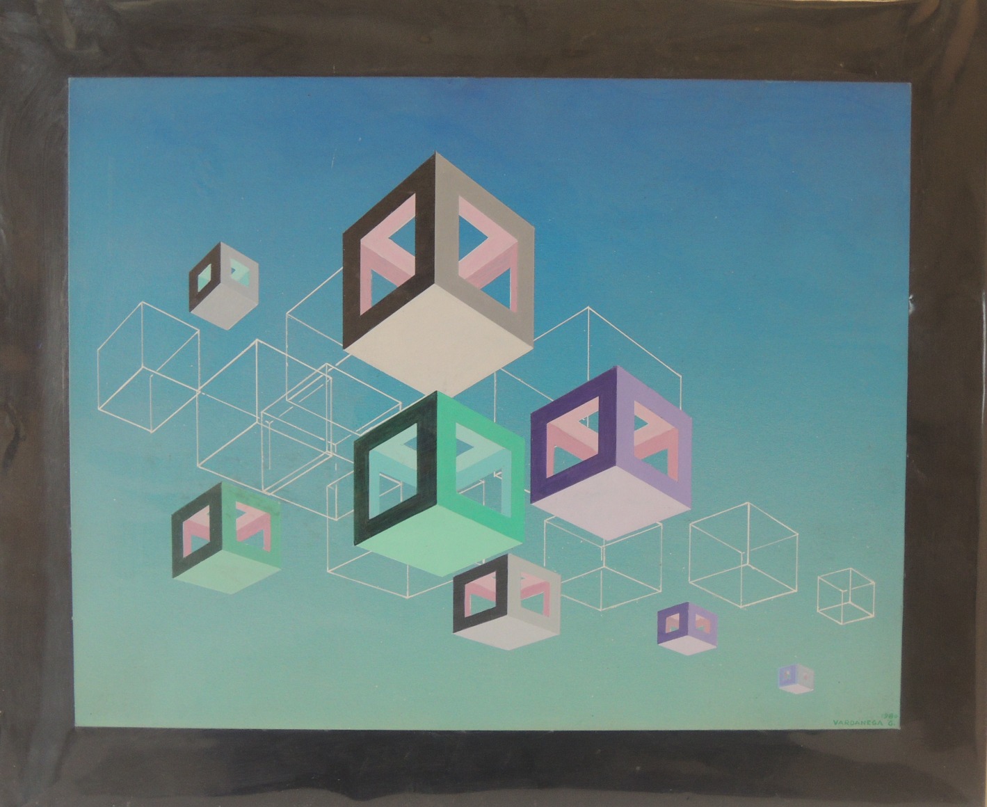 Gregorio Vardanega, Cit&eacute;s M&eacute;taphoriques, 1980. Acrylic on wood, 13&nbsp; 3/4 x 17&nbsp; 3/4 in. (34.9 x 45.1 cm.)