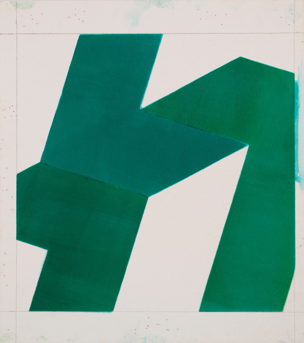 Manuel Espinosa, Untitled, [Serie Lit. color sobre blanco]. Lithographic ink on paper, 9 3/4 x 8 3/8 in. (24.8 x 21.3 cm.)