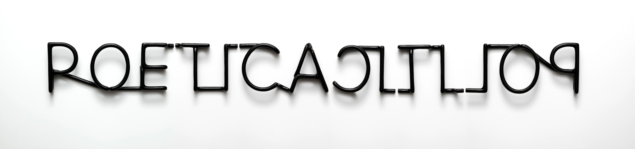 Gabriel de la Mora, Po&eacute;tica / Pol&iacute;tica, 2015. Hand-carved Obsidian, 6 1/16 x 63 3/8 x 1 9/16 in. (15.5 x 161 x 4 cm.)