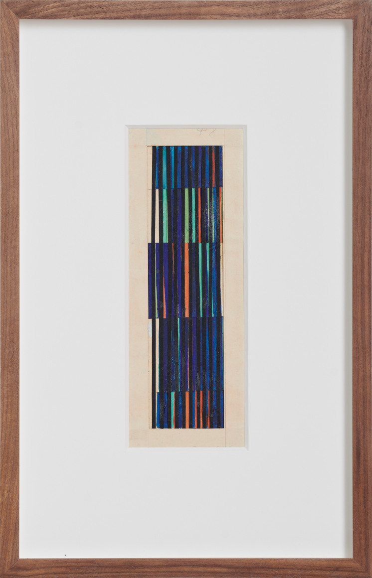Alejandro Otero, Untitled, [Sketch Coloritmo #48], 1960. Paper cut and gouache, 8 13/16 x 3 5/16 in. (22.5 x 8.5 cm.)