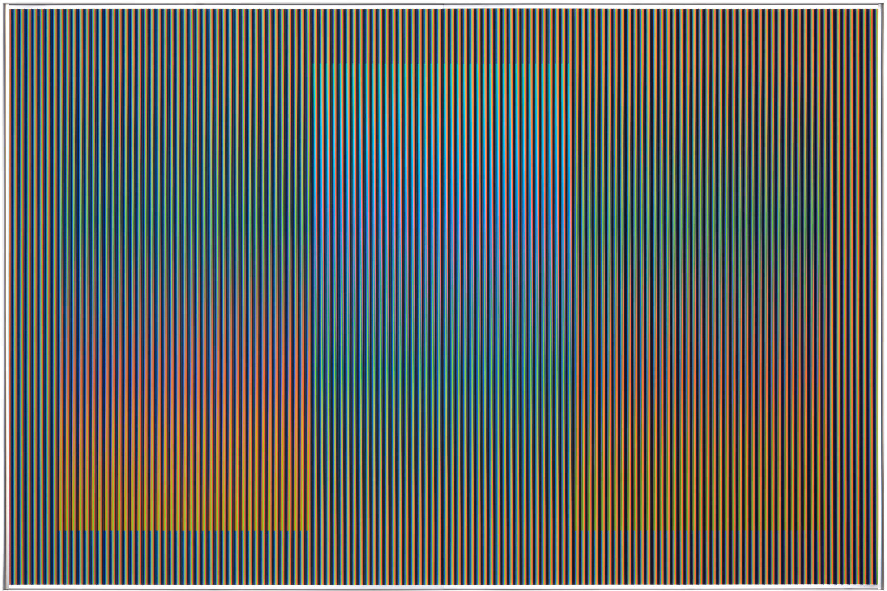 Carlos Cruz-Diez. Physichromie 1886, 2014, Chromography on aluminum, acrylic, 39 ½ x 59 ½ x 1 ¾ in.
