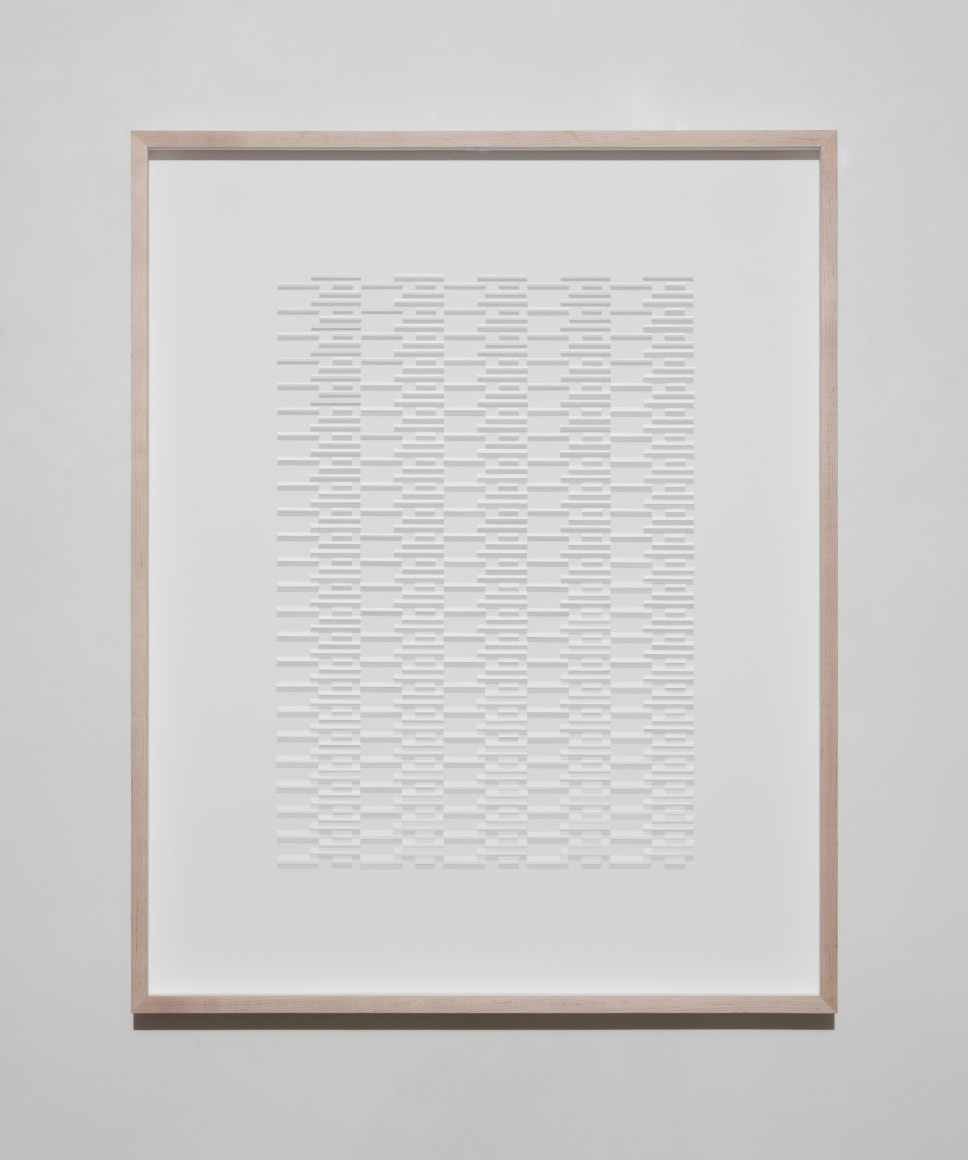 Gabriel de la Mora, CI / 475 I, 2017. Microscope coverslips on cardboard, 41 x 33 x 3 in / 104 x 83.9 x 7.7 cm.