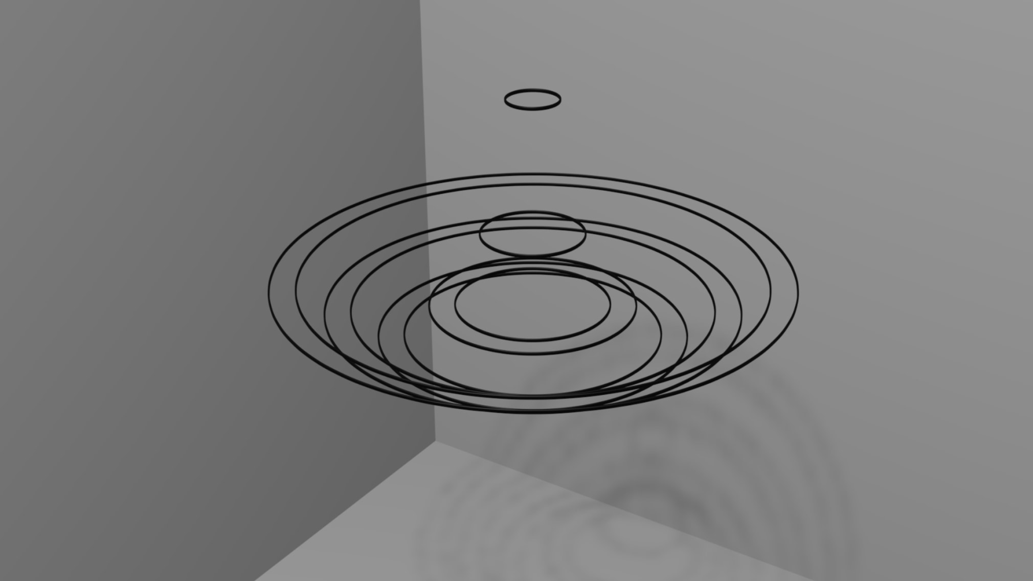 Elias Crespin, Circuconc&eacute;ntricos Alu Noir 100, 2023.&nbsp;Aluminium, nylon, motors, computer, electronic interface, Diameter= 39 3/8 in. (100 cm.)