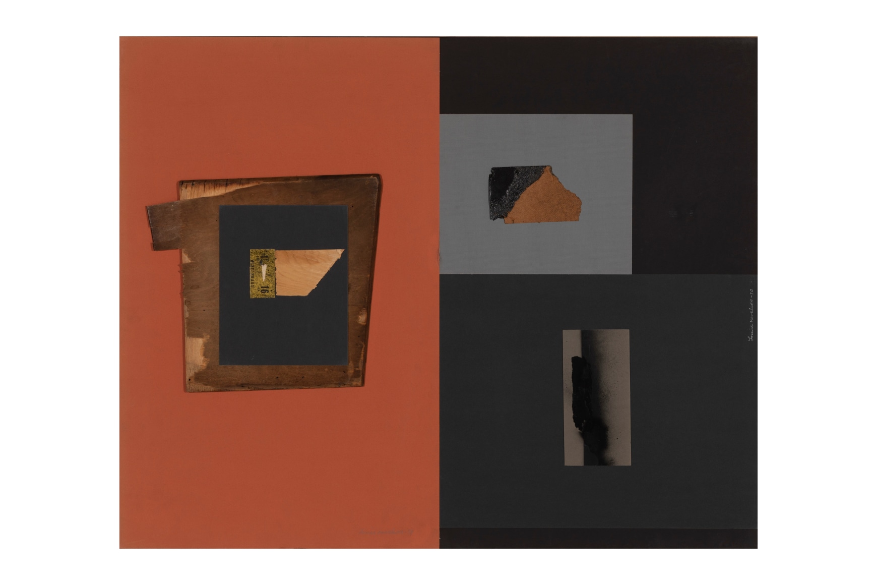 Louise Nevelson, Untitled, 1978, cardboard, paint, spray paint, paper and wood collage on board, 3 ⅜ x 39 15/16 in. &copy; 2025 Estate of Louise Nevelson / Artists Rights Society (ARS), New York