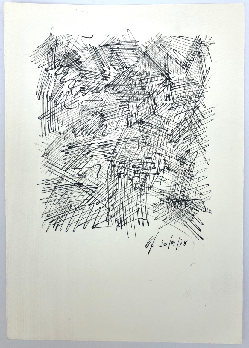 Le&oacute;n Ferrari.&nbsp;Sin titulo, 1978.&nbsp;Ink on paper,&nbsp;9 3/4 x 11 19/32 in. (24.8 x 29.5 cm.)
