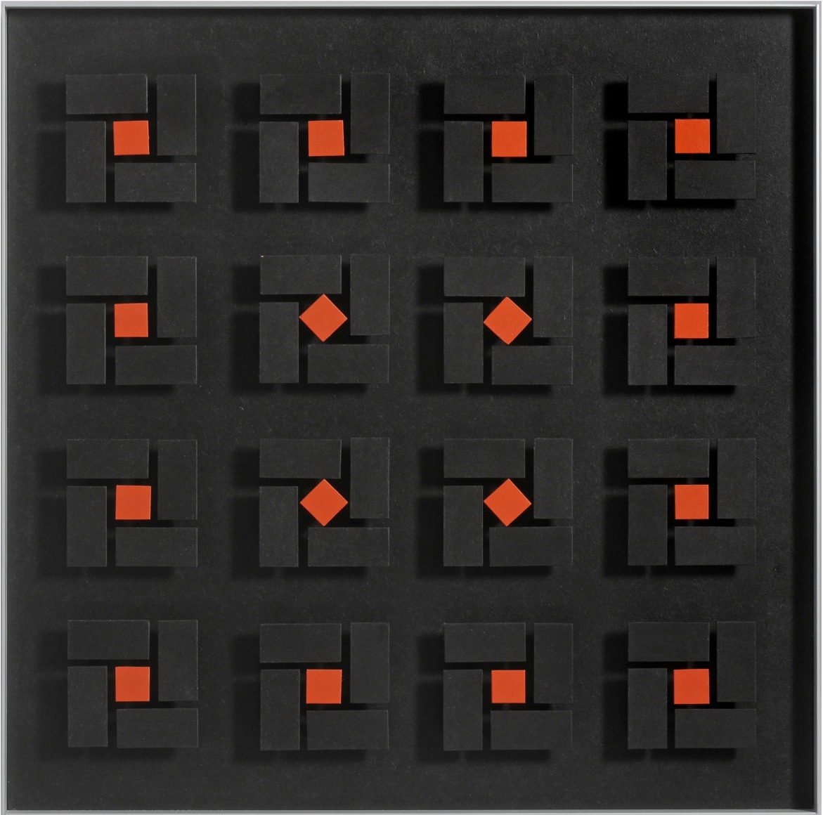 Luis Tomasello,&nbsp;Lumi&egrave;re noire No. 980, 2011,&nbsp;Acrylic on wood,&nbsp;24 x 24 x 2 1/8 in.&nbsp;