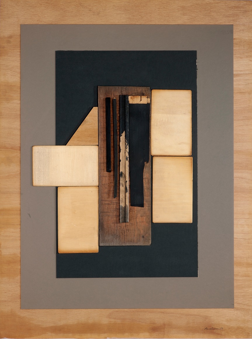 Louise Nevelson, Untitled, 1959, cardboard, paint and wood collage on board, 48 x 36 in. &copy; 2025 Estate of Louise Nevelson / Artists Rights Society (ARS), New York