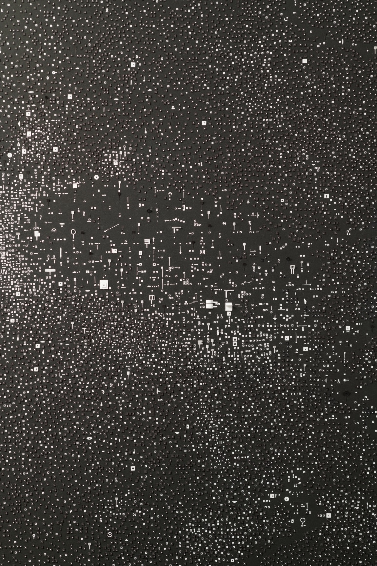 Marco Maggi, No visual distancing (Black), detail, 2021. Paper on paper on paper, 36 x 24 in. (91.4 x 61 cm.)