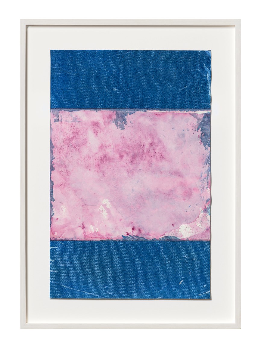 Sandra Monterroso, La paradoja de sanar N&ordm; 1, 2022. Cochinilla, Indigo, acrylic, cotton paper, 32 ⅛ x 22 ⅞ in. (81.6 x 58.1 cm.)