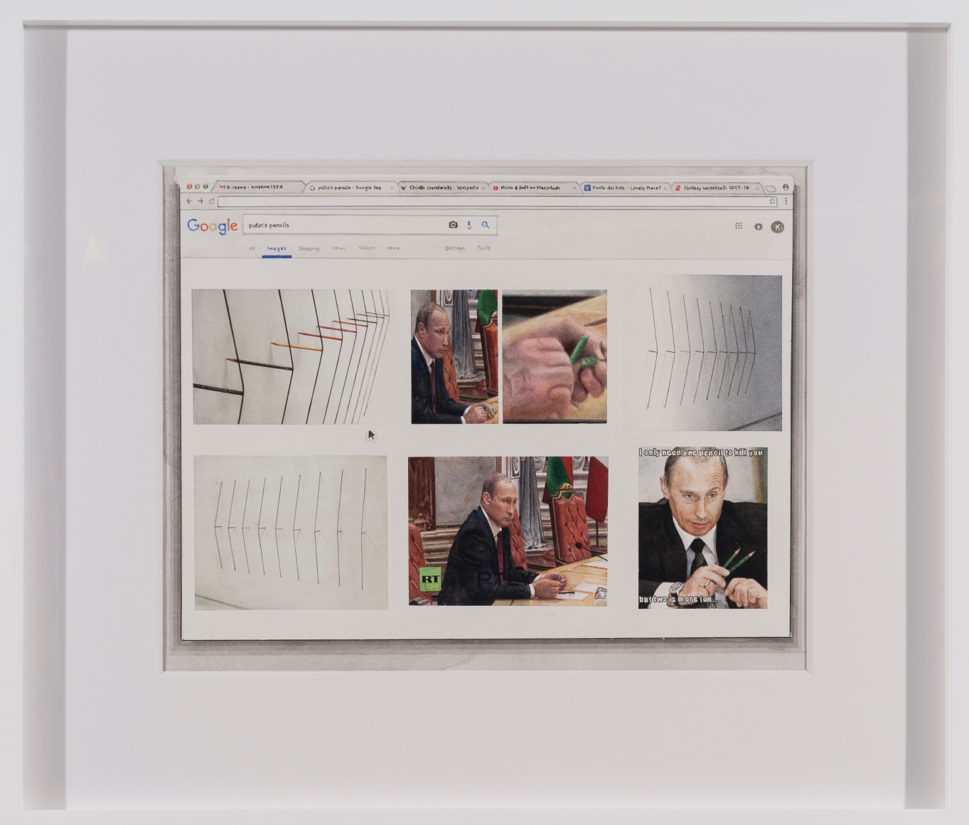 Ken Solomon,&nbsp;Complete Coverage on Putin&rsquo;s Pencils, 2017, Watercolor on paper,&nbsp;20 x 17 in. (50.8 x 43.2 cm.)