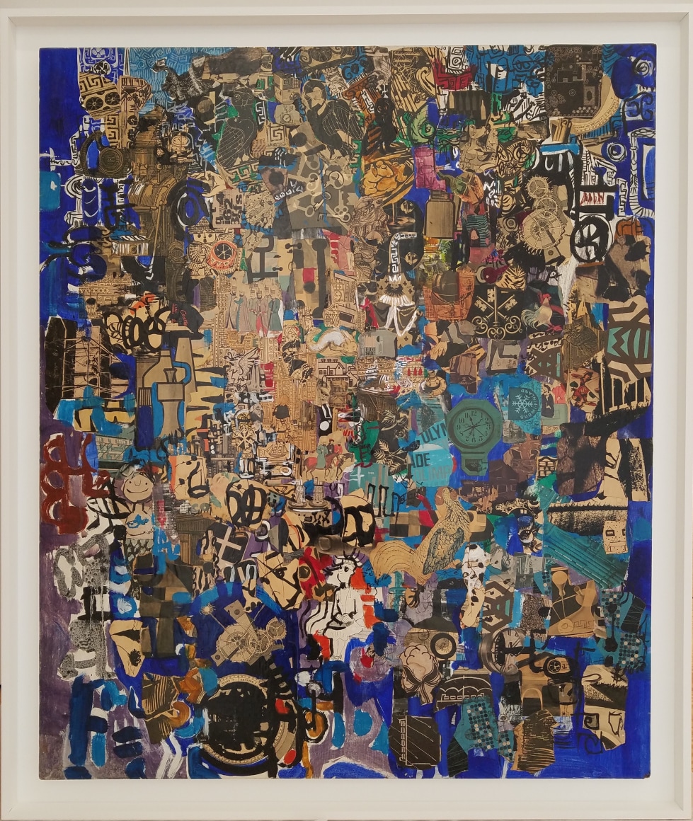 Mercedes Pardo, El Jardín de las Delicias, 1965, Collage and paint on wood, 43 1/4 x 37 3/8 in. (110 x 95 cm.)
