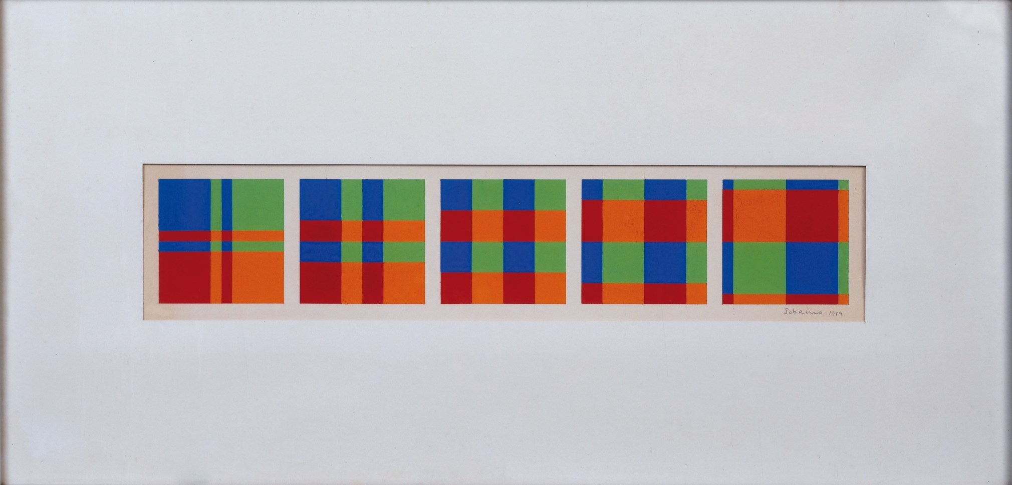 Francisco Sobrino,&nbsp;Untitled, 1959, Gouache on cardboard,&nbsp;4 1/2 x 21 in. (11.4 x 53.3 cm.)