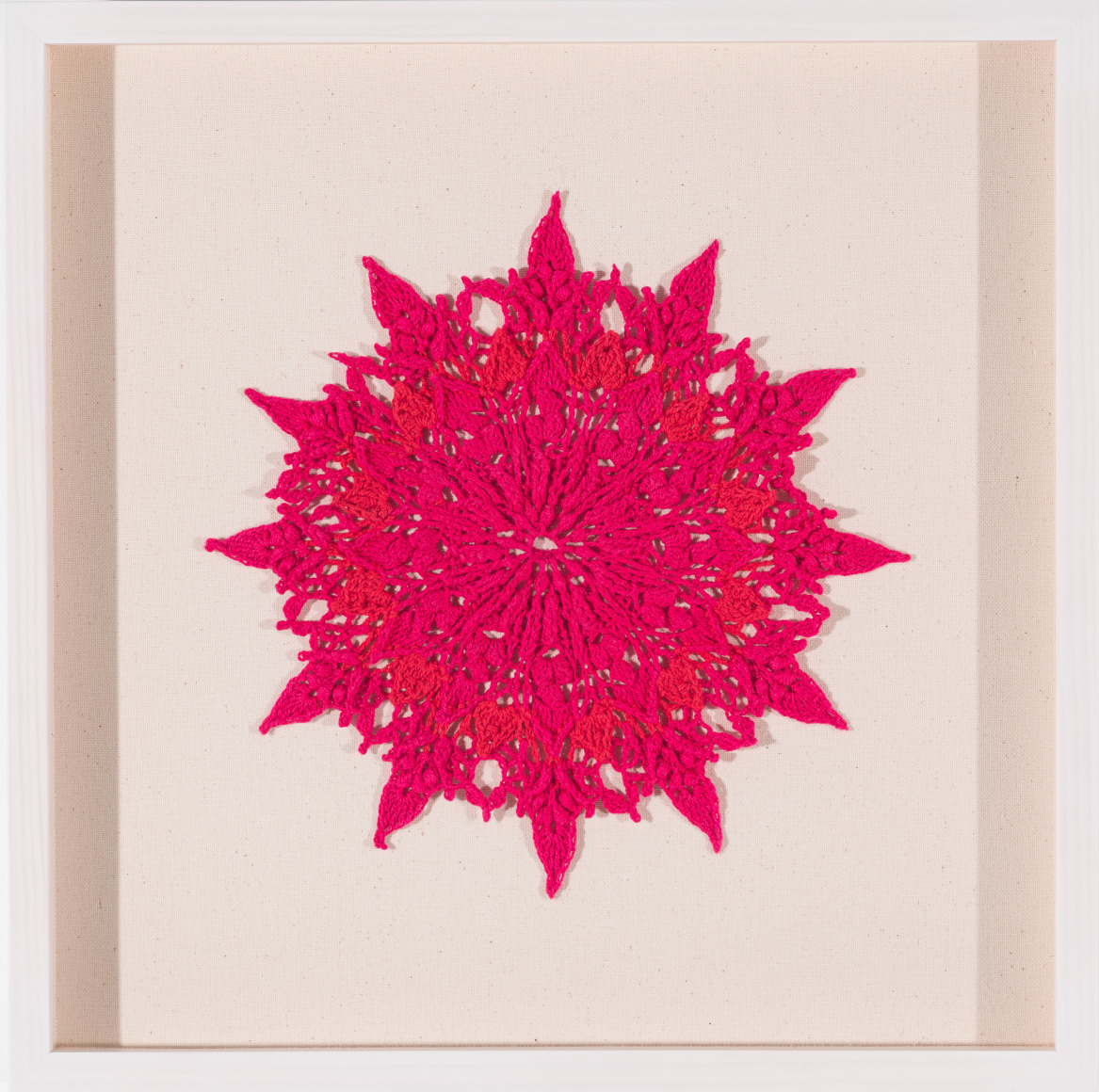 Melanie Smith,&nbsp;Pi (Pond 5) 23, 2022. Cotton, 16 1/8 x 16 1/8 in. (41 x 41 cm.)