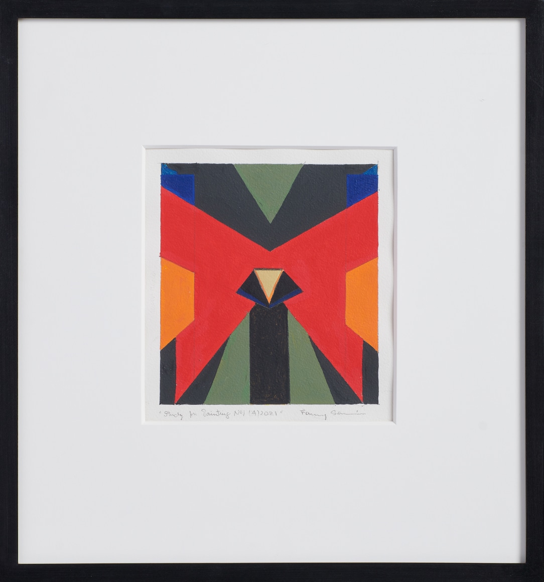 Fanny San&iacute;n, Study for painting No 1 (4), 2021. Acrylic on paper, 19 &frac14; x 18 1/16 x 1 &frac12; in. (48.9 x 45.9 x 3.8 cm.)