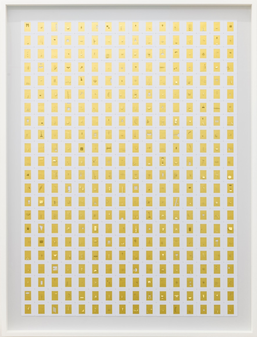 Marco Maggi, Sliding Gold, 2021. Cut &amp;amp; fold on 35 mm papers, 49 x 37 in. (124.5 x 94 cm.)