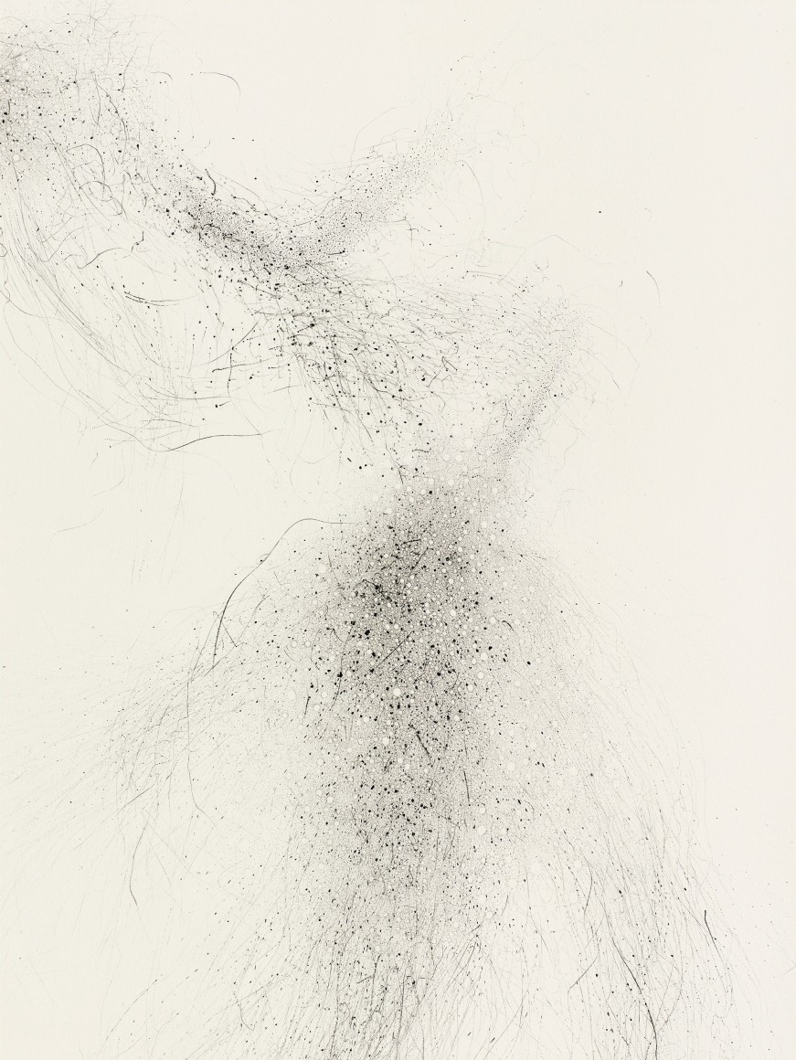 Gustavo D&iacute;az, Untitled (detail), 2022. Graphite on paper, 41 1/8 x 26 1/8 in.