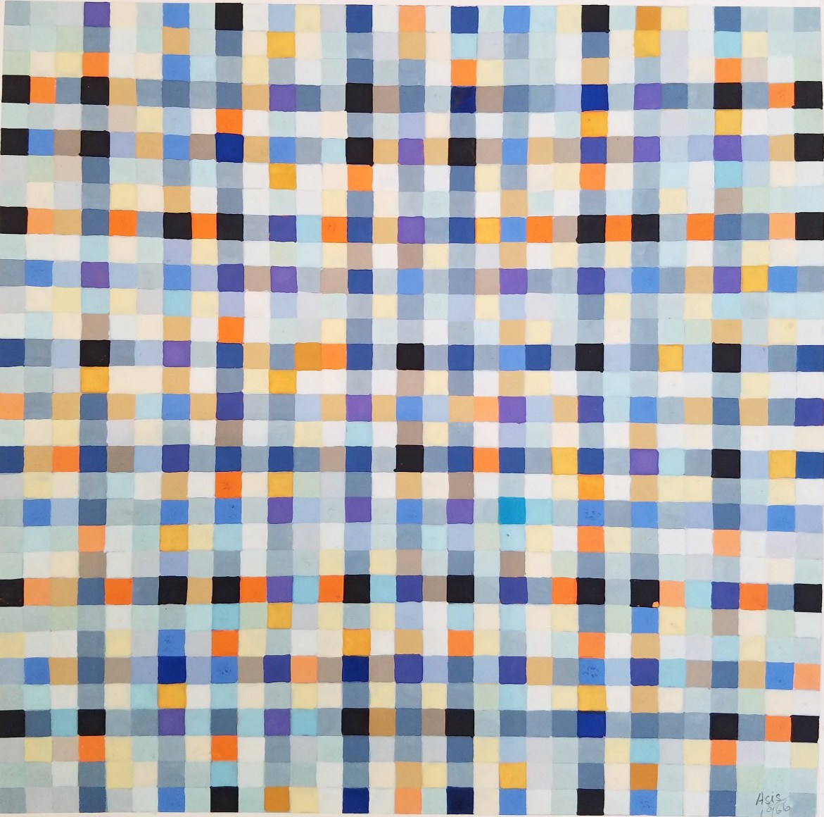 Antonio Asis, Untitled from the series Chromatisme Quadrillé Polychrome, 1966, Gouache on paper, 11 3/4 x 8 3/8 in. (29.8 x 21.2 cm.)