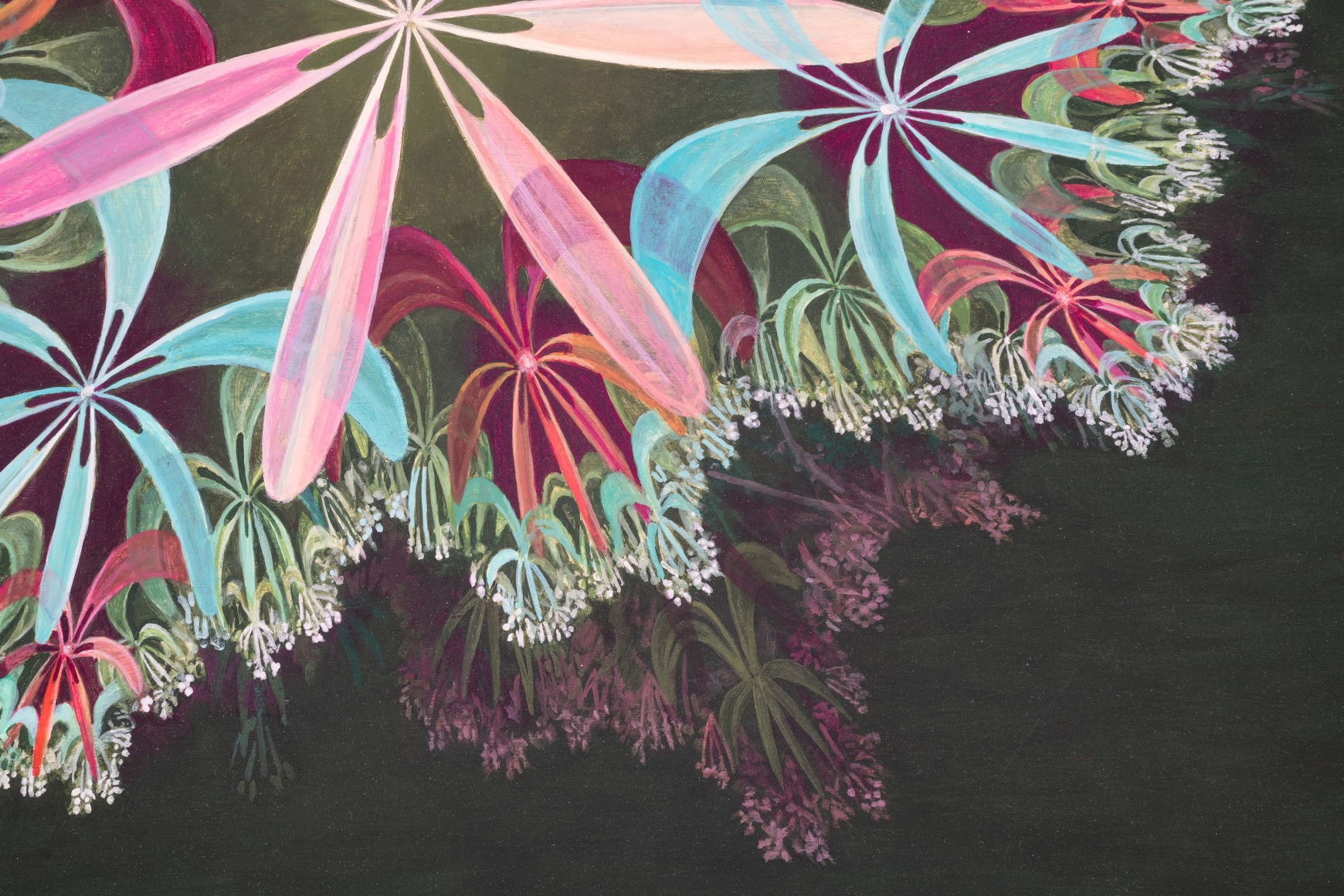 Melanie Smith, Psychoactive Render 13 (detail), 2022. Pigments on veneered wood panel, 21 5/8 x 21 5/8 in. (55 x 55 cm.)